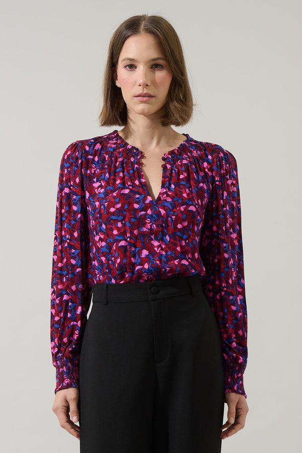 Sugarlips Turma Abstract Jania Smock Trim Top