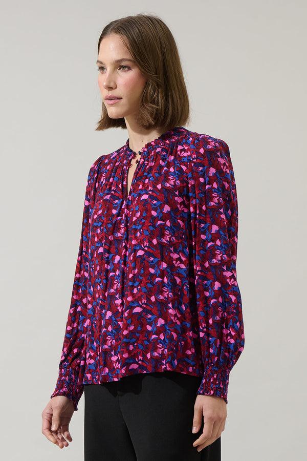 Sugarlips Turma Abstract Jania Smock Trim Top