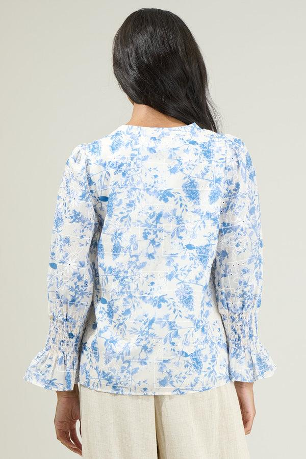 Sugarlips Tuti Floral Smocked Long Sleeve Blouse