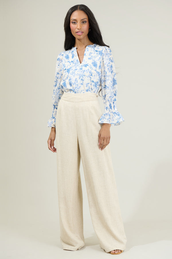 Sugarlips Tuti Floral Smocked Long Sleeve Blouse