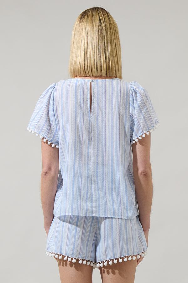 Sugarlips Uriela Striped Milagro Pom Pom Blouse