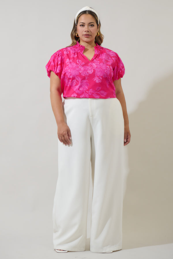 Sugarlips Vacey Floral Poly Smocked Top Curve