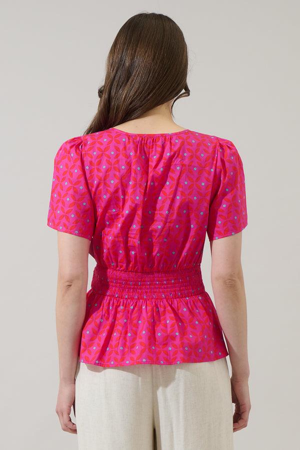 Sugarlips Vaila Floral Sarina Smocked Peplum Top