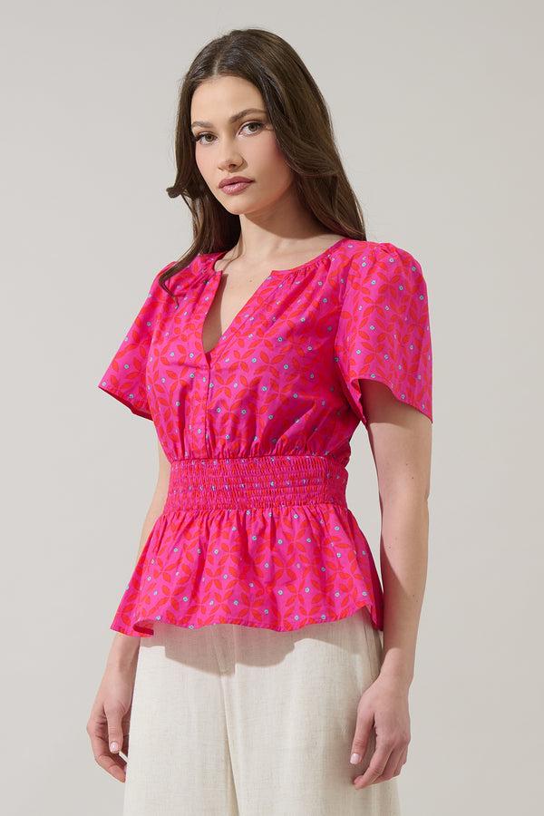 Sugarlips Vaila Floral Sarina Smocked Peplum Top