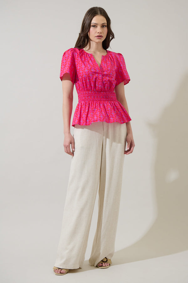 Sugarlips Vaila Floral Sarina Smocked Peplum Top