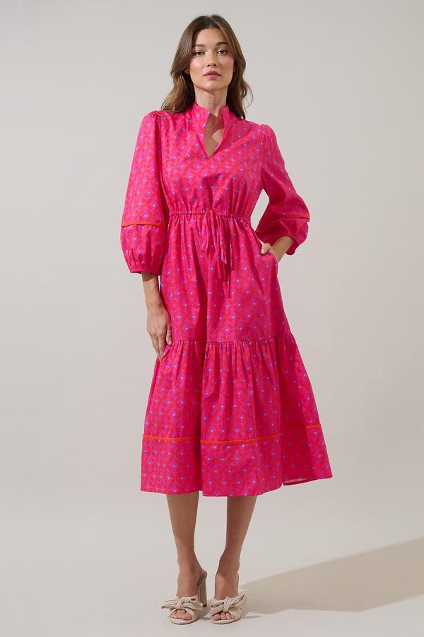 Sugarlips Vaila Floral Soraya Midi Tiered Dress