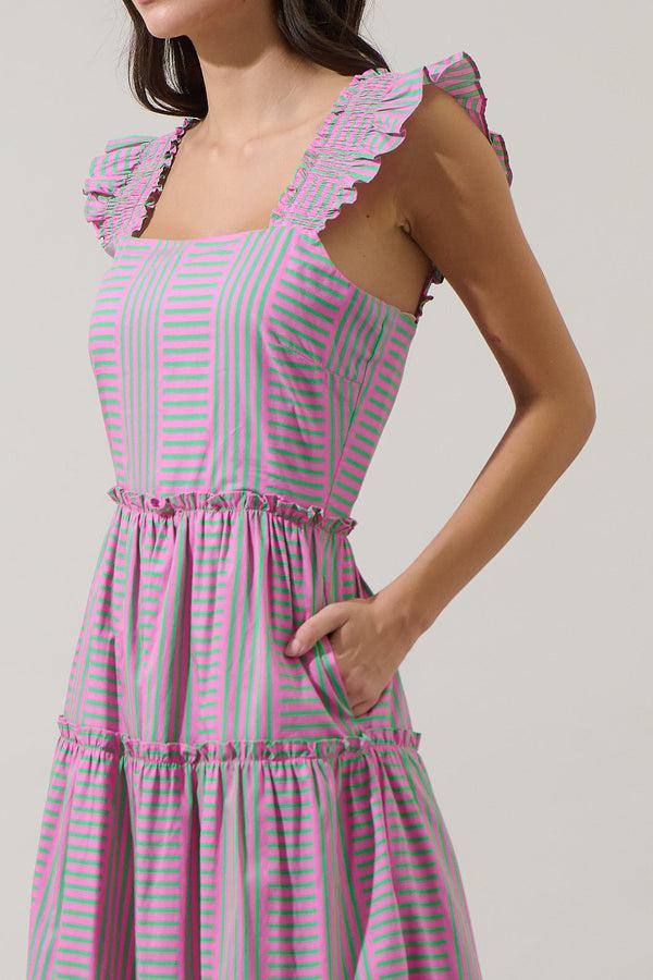 Sugarlips Valda Striped Aurie Tiered Midi Dress
