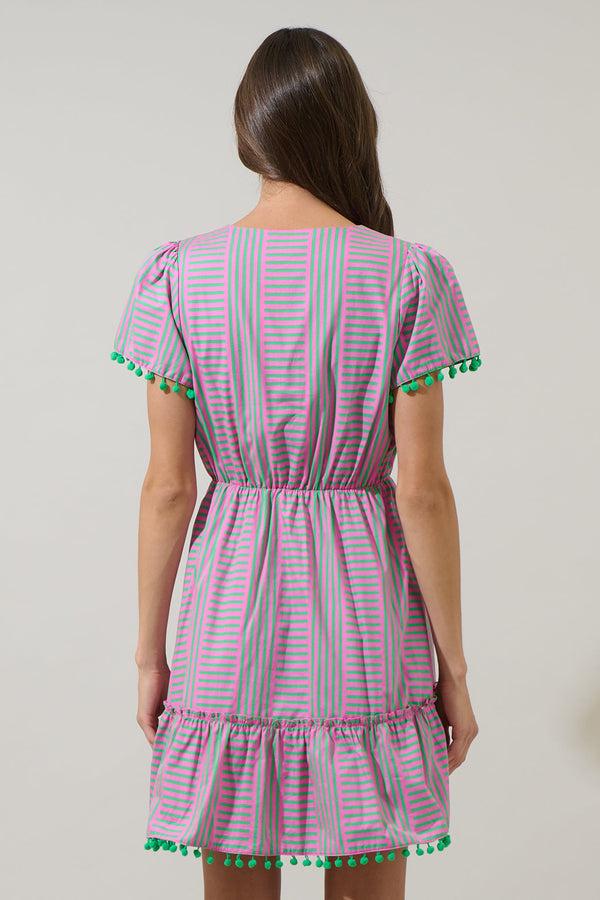 Sugarlips Valda Striped Fredrie Wrap Mini Dress