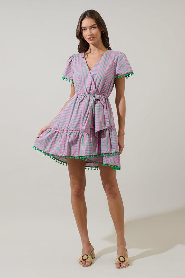 Sugarlips Valda Striped Fredrie Wrap Mini Dress