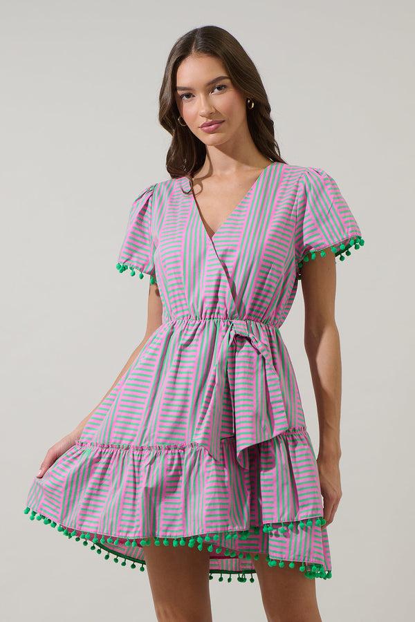 sugarlips Valda Striped Fredrie Wrap Mini Dress