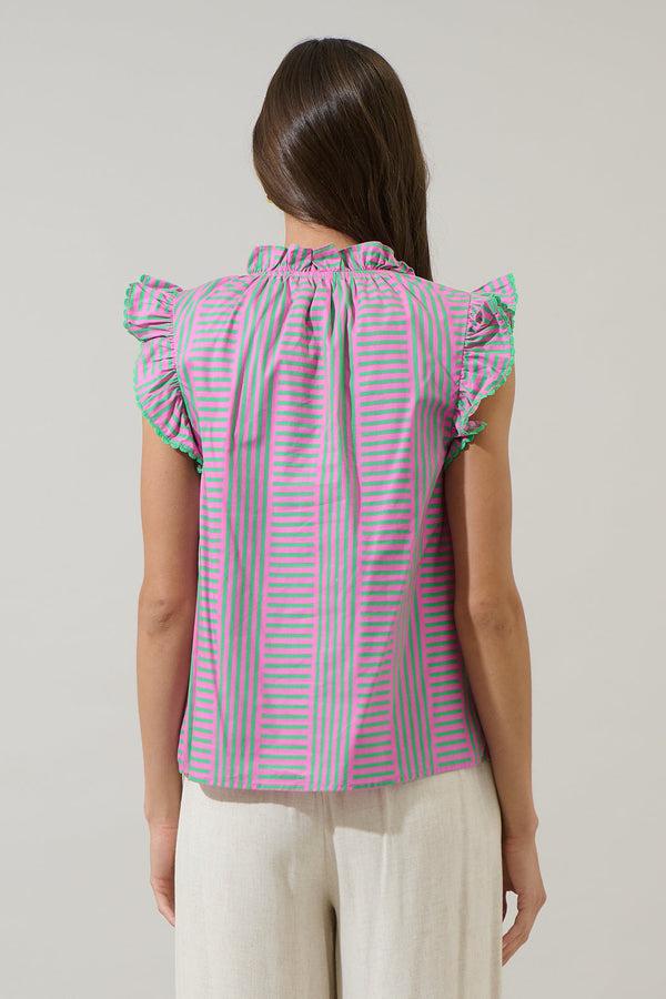 Sugarlips Valda Striped Jazzy Ruffle Top