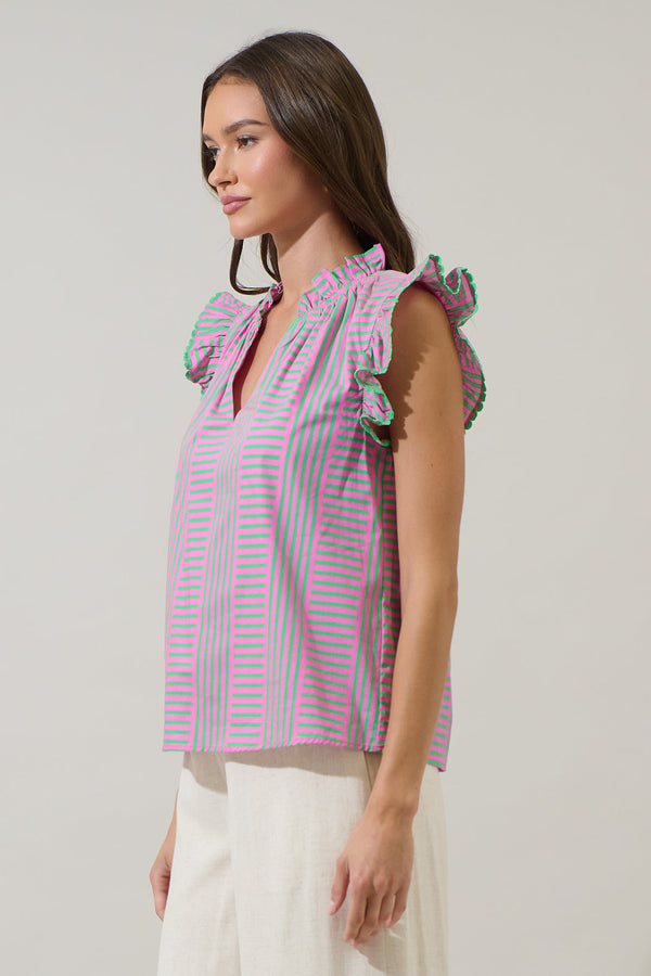 Sugarlips Valda Striped Jazzy Ruffle Top