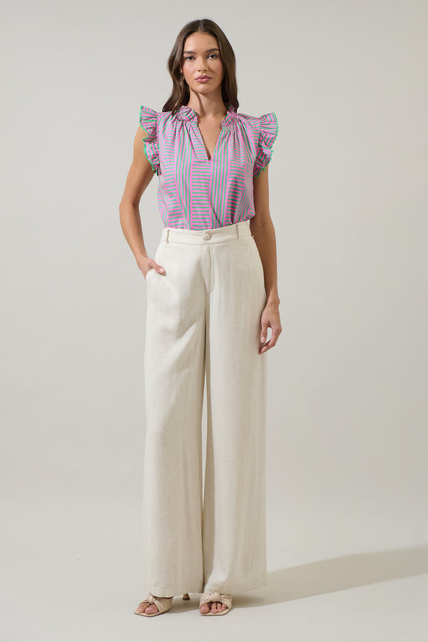 Sugarlips Valda Striped Jazzy Ruffle Top