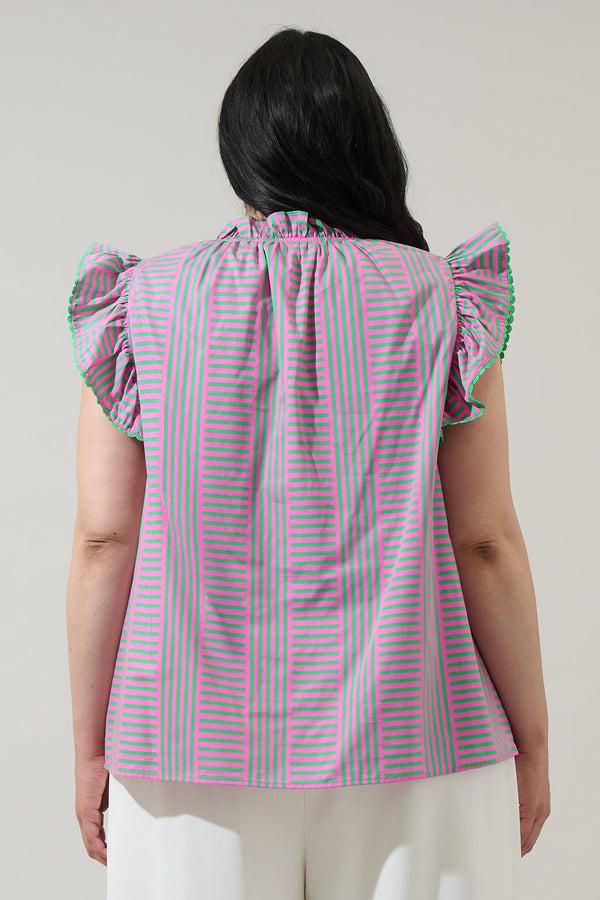 Sugarlips Valda Striped Jazzy Ruffle Top Curve
