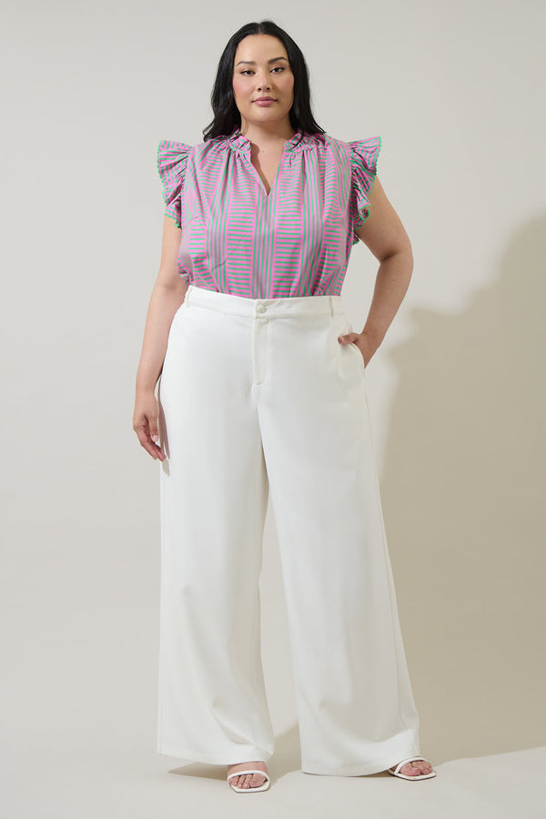 Sugarlips Valda Striped Jazzy Ruffle Top Curve