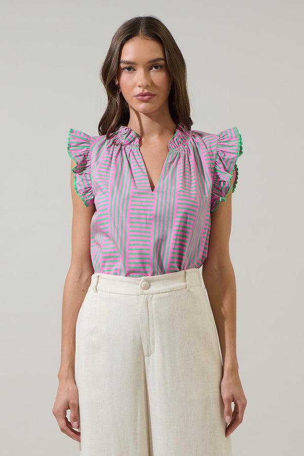sugarlips Valda Striped Jazzy Ruffle Top