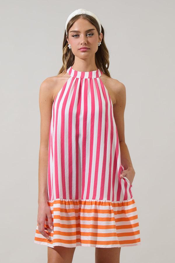 sugarlips Valera Striped Laly Mini Ruffle Dress