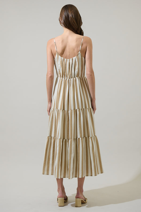 Sugarlips Valera Striped Trisha Tiered Midi Dress
