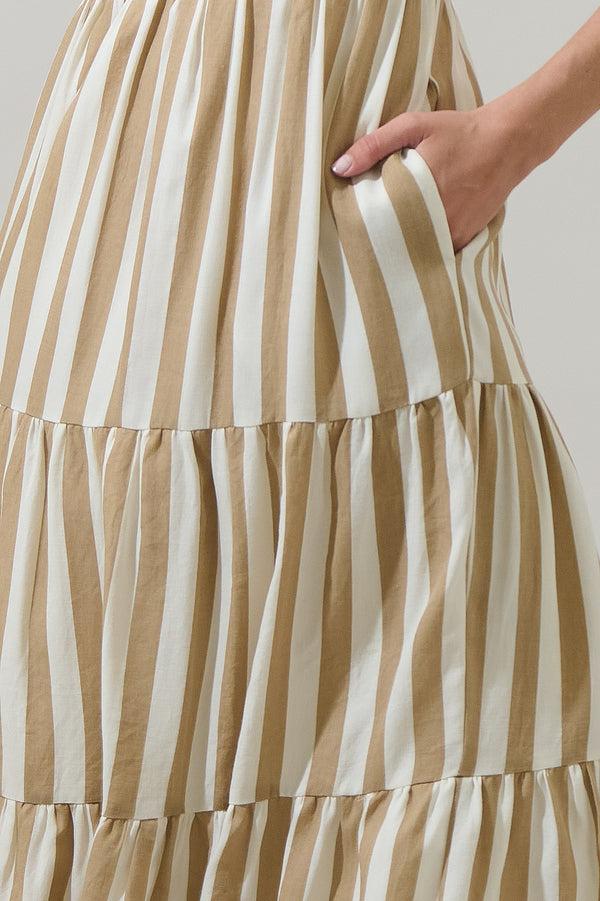Sugarlips Valera Striped Trisha Tiered Midi Dress