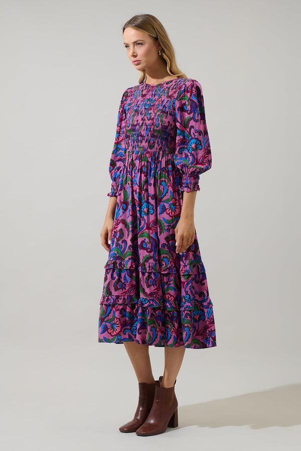 Sugarlips Valier Floral Ludlow Smocked Midi Dress