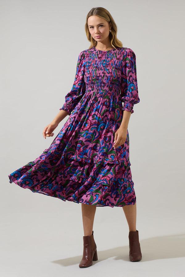Sugarlips Valier Floral Ludlow Smocked Midi Dress