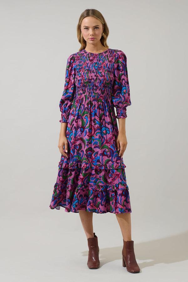 sugarlips Valier Floral Ludlow Smocked Midi Dress