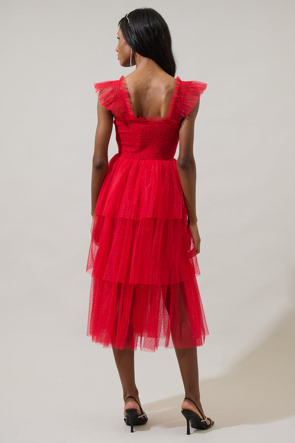 Sugarlips Valle Vista Tulle Smocked Midi Dress