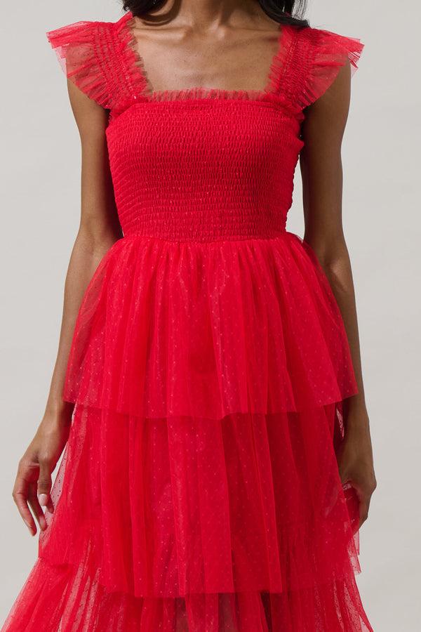 Sugarlips Valle Vista Tulle Smocked Midi Dress