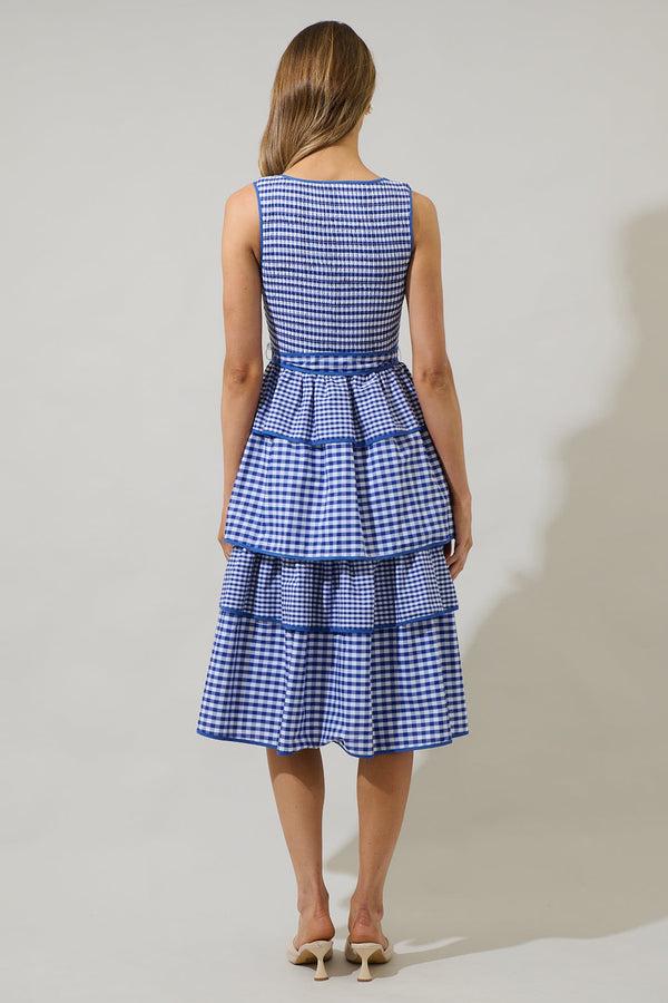 Sugarlips Vanna Gingham Tiered Midi Dress