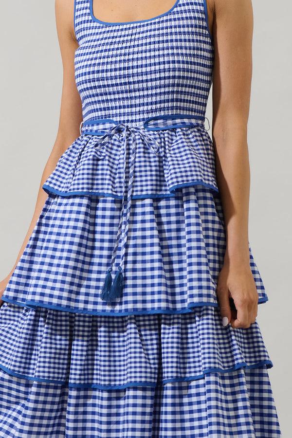 Sugarlips Vanna Gingham Tiered Midi Dress