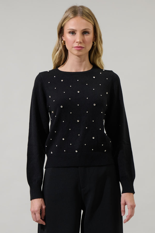 Sugarlips Vardina Rhinestone Cropped Sweater