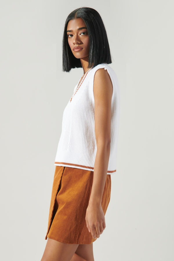 Sugarlips Varsity V Neck Cropped Knit Sweater Vest