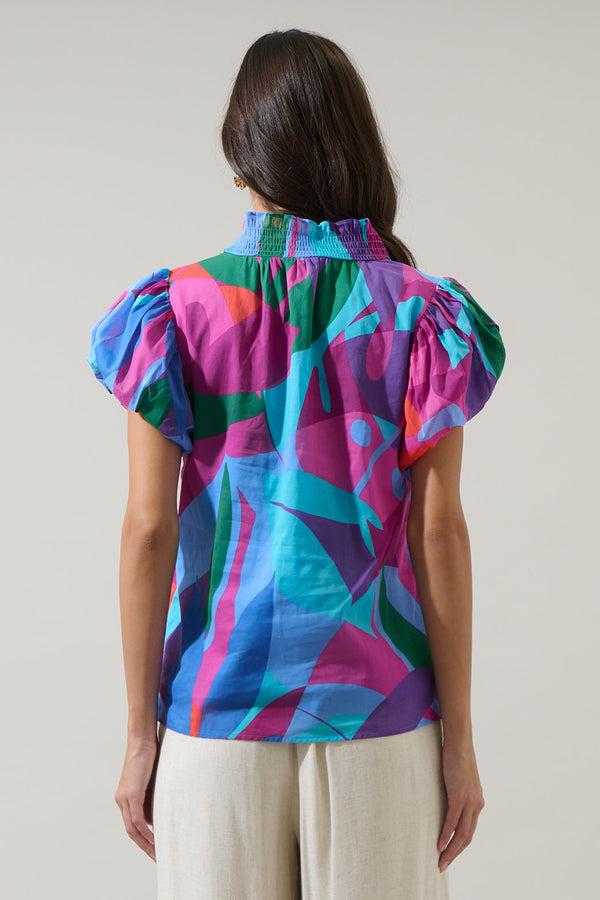 Sugarlips Vemmy Abstract Poly Smocked Top