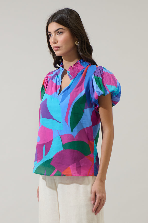Sugarlips Vemmy Abstract Poly Smocked Top