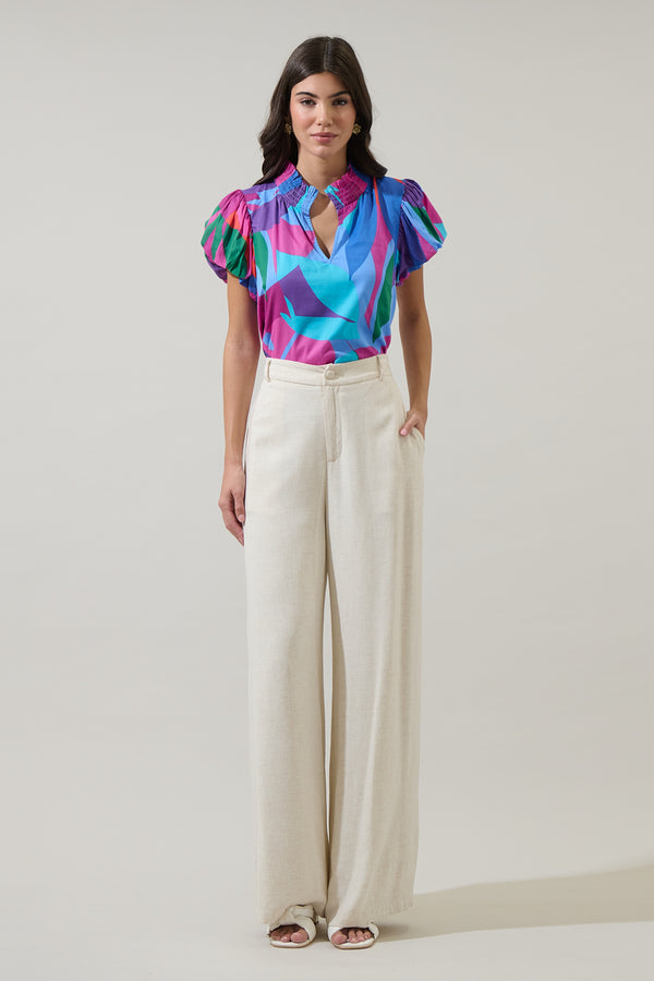 Sugarlips Vemmy Abstract Poly Smocked Top