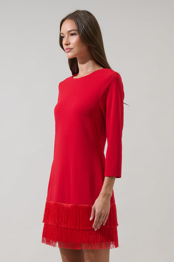 Sugarlips Venetia Fringe Long Sleeve Mini Dress