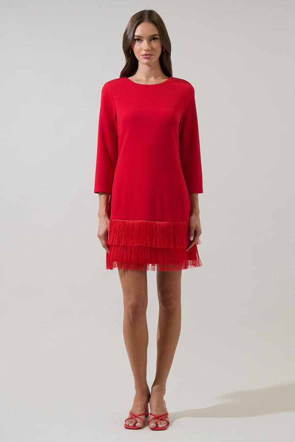 Sugarlips Venetia Fringe Long Sleeve Mini Dress