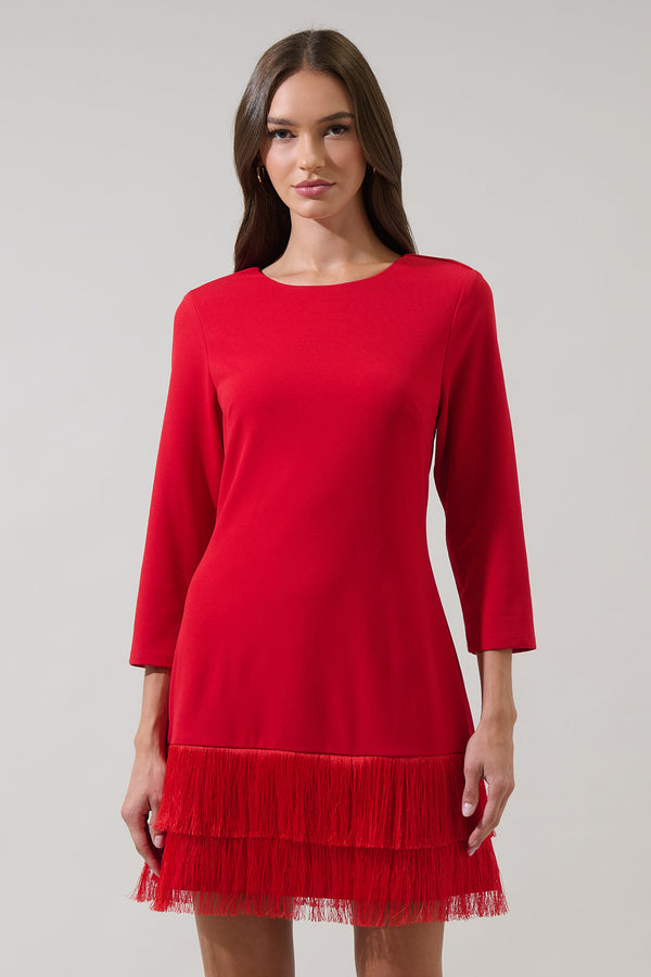 sugarlips Venetia Fringe Long Sleeve Mini Dress