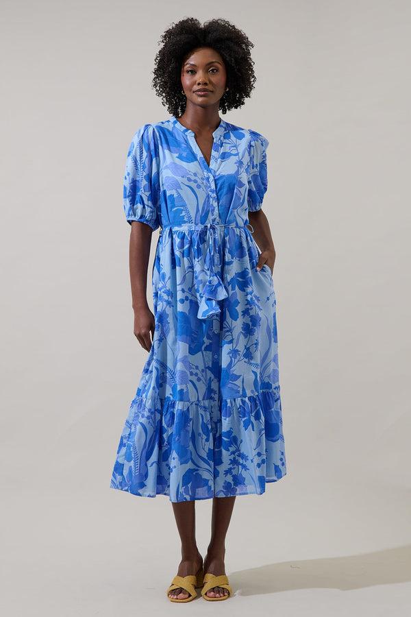 Sugarlips Veran Floral Beth Button Down Midi Dress