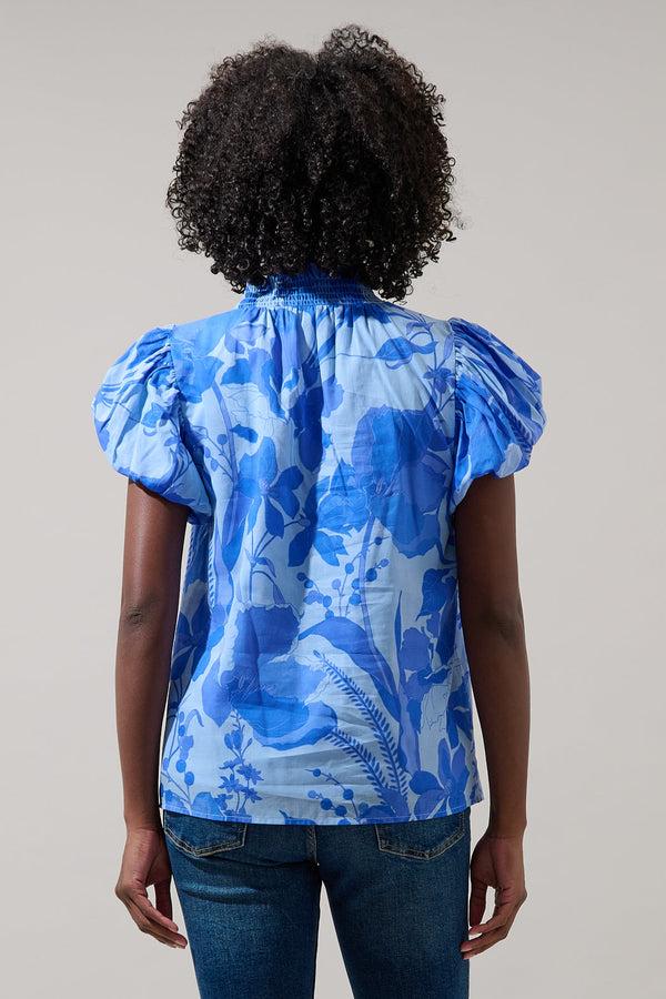 Sugarlips Veran Floral Poly Smocked Top