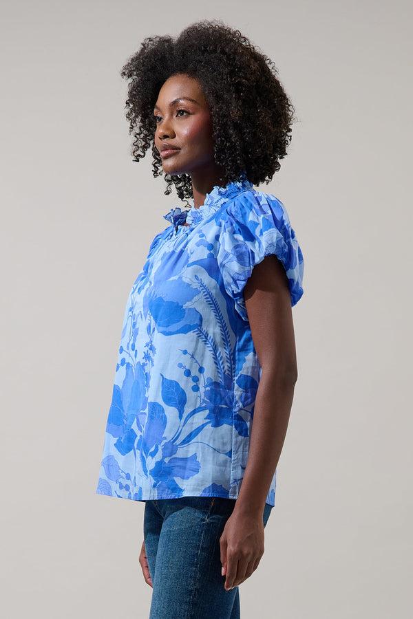 Sugarlips Veran Floral Poly Smocked Top