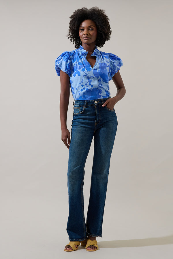 Sugarlips Veran Floral Poly Smocked Top