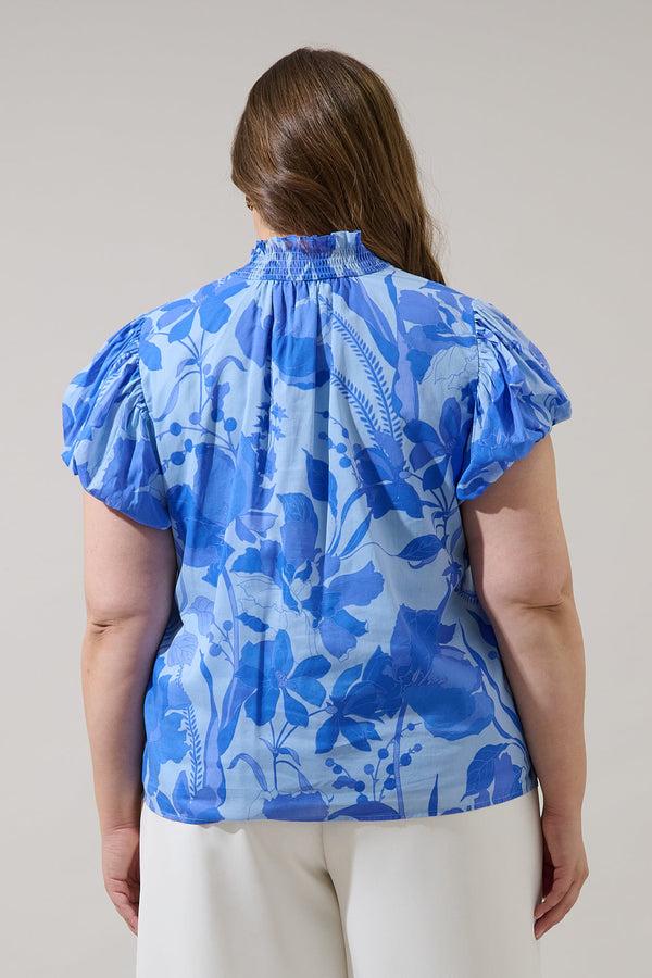 Sugarlips Veran Floral Poly Smocked Top Curve