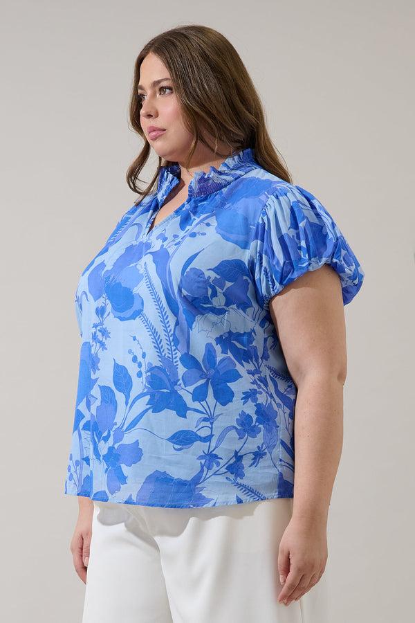 Sugarlips Veran Floral Poly Smocked Top Curve