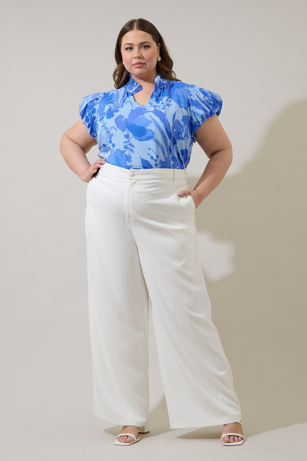 Sugarlips Veran Floral Poly Smocked Top Curve