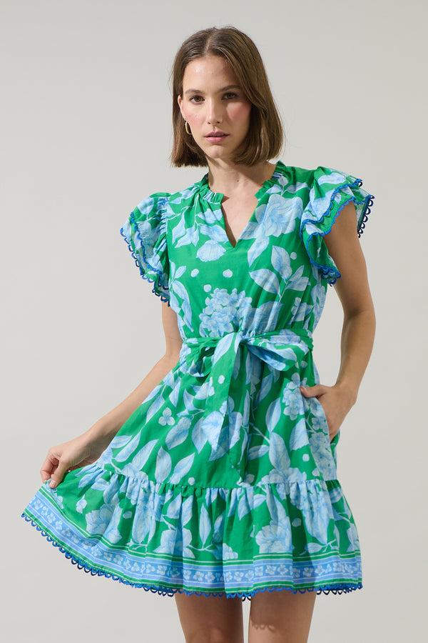 Sugarlips Verbena Floral Eriny Ruffle Mini Dress