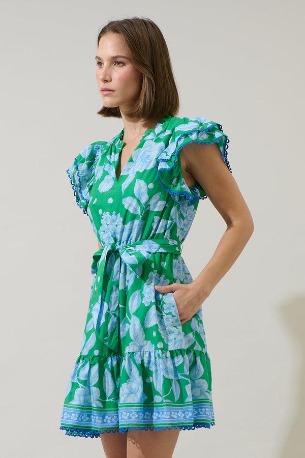Sugarlips Verbena Floral Eriny Ruffle Mini Dress
