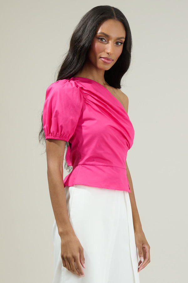 Sugarlips Verdusa One Shoulder Pleated Top