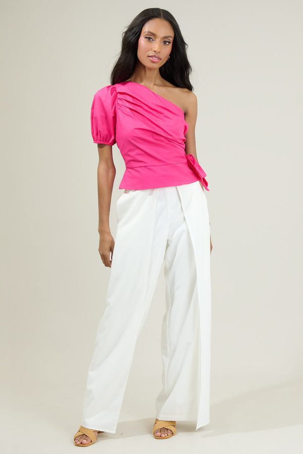 Sugarlips Verdusa One Shoulder Pleated Top