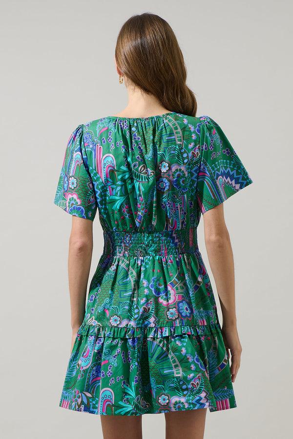 Sugarlips Vesper Geo Aylin Smocked Mini Dress